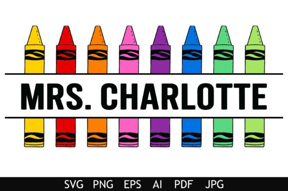 Rainbow Crayons Teacher Name Graphics & Crafts
