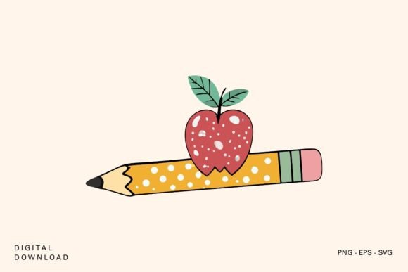 School Pencil Apple SVG: Graphics for Crafts
