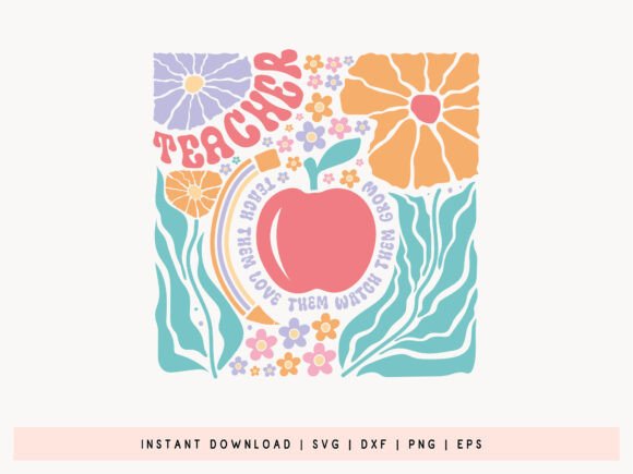 Teacher Apple Boho Floral SVG Design for Crafts & Graphics