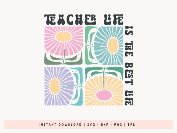 Teacher Boho Floral SVG PNG Design: Graphics for Crafts