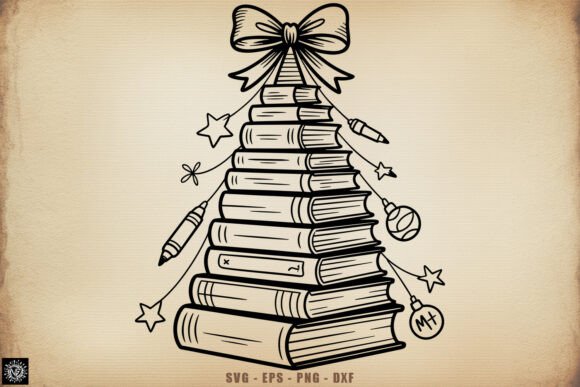 Teacher Book Christmas Tree SVG: Crafts & Graphics