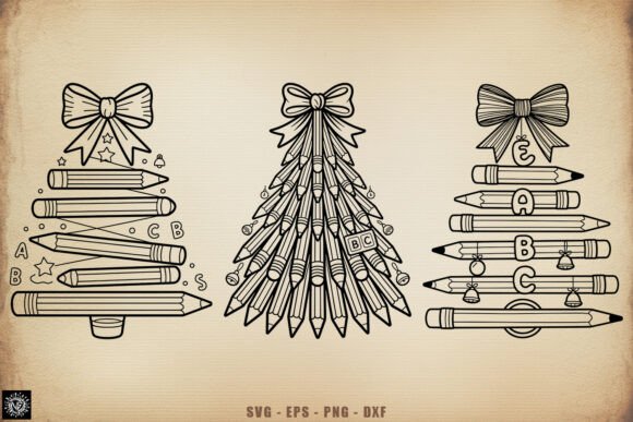 Teacher Pencil Tree SVG: Graphics for Crafts