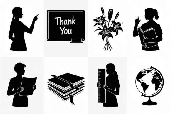 Teacher Silhouette Icons: Graphics for Crafts